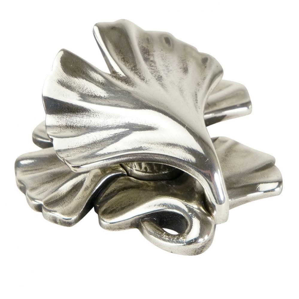 Arts and Craft Ginkgo Knob In Burnished Silver Plate