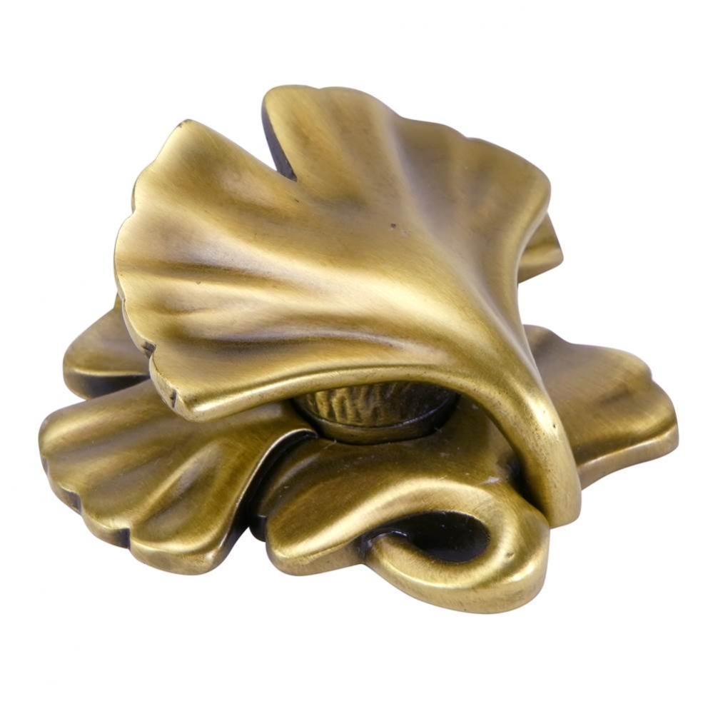 Arts and Craft Ginkgo Knob In Burnished Brass Plate