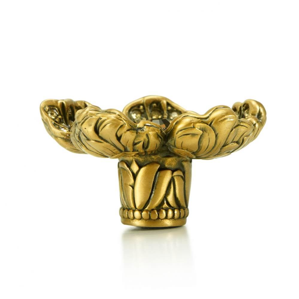 Floral Knob; Lt. Colorado, Lt. Smoke and Smoke Crystal Museum Gold Finish