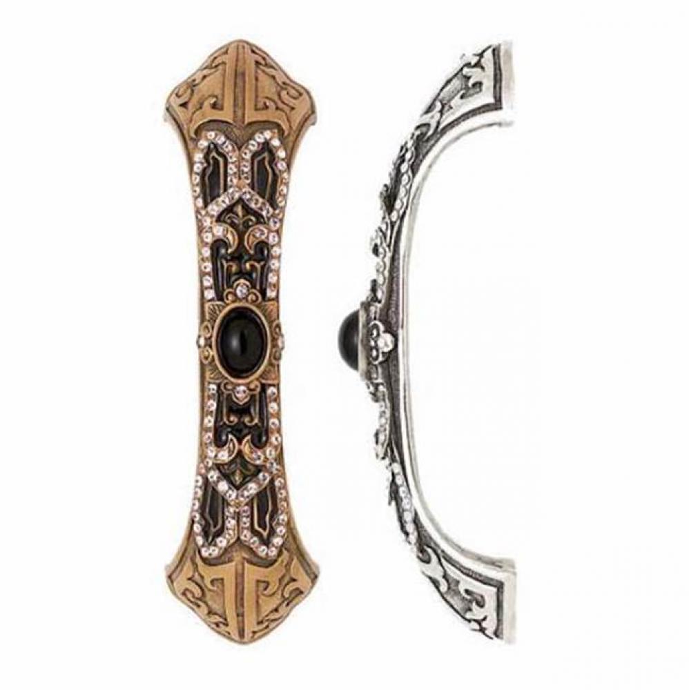 CHINOISERIE PULL; JET w/ SILK CRYSTAL & JET CABOCHON