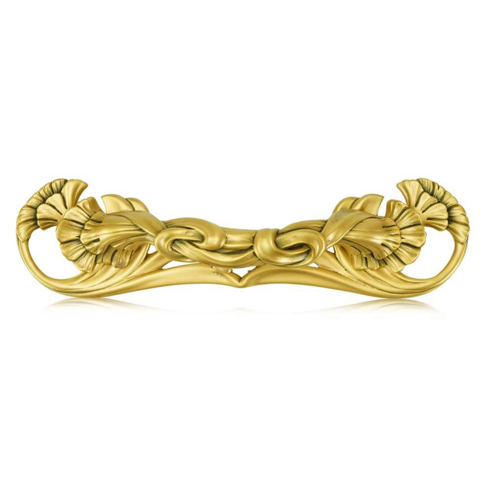 3-1/2'' C To C Arts and Craft Ginkgo Pull With Back Plate Museum Gold Finish