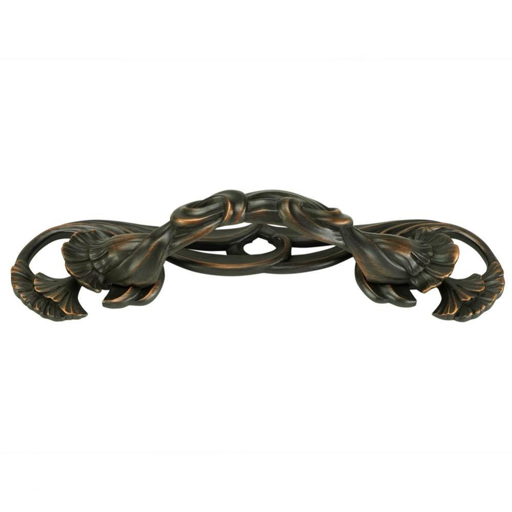 Edgar Berebi Arts and Craft 3-1/2'' Center To Centerginkgo Pull W/ Back Plate In Oiled B