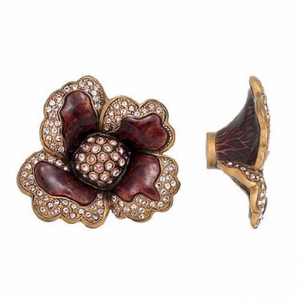 CHARTRES KNOB GARNET RED w/ CLEAR CRYSTAL