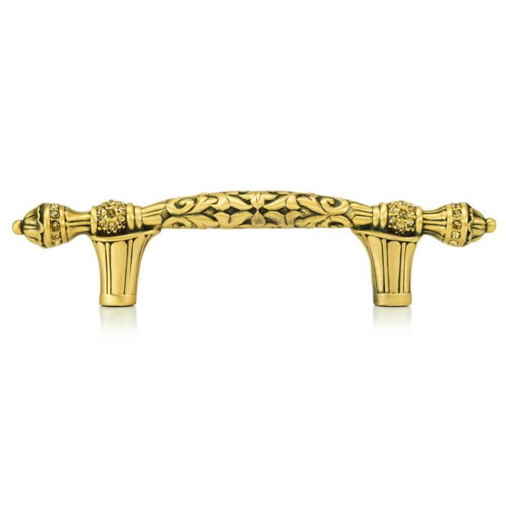 3'' C To C Belleview Pull; Lt. Smoke Topaz Crystal Museum Gold Finish