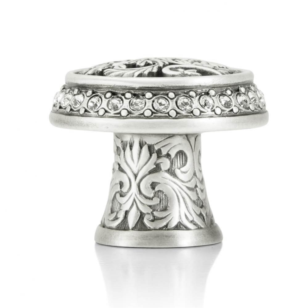 Glendale Court Knob; Clear Crystal Matte Silver Finish