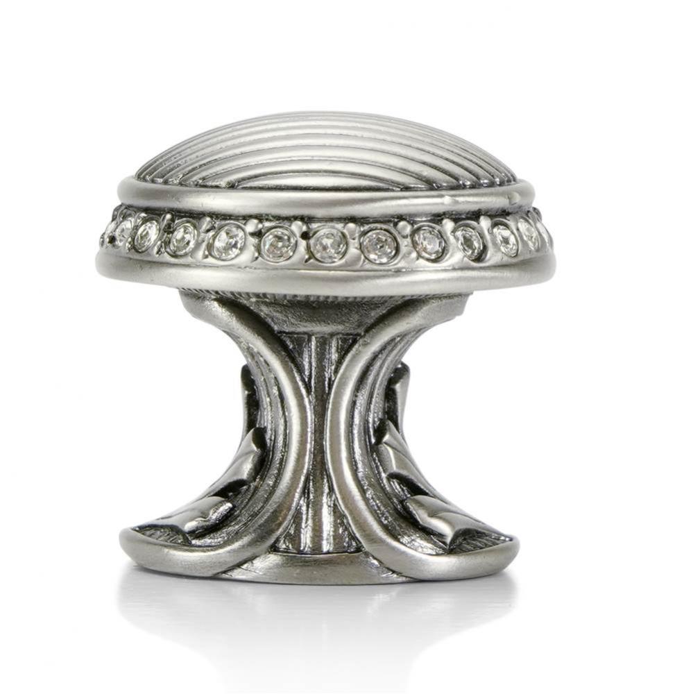 Cambridge Round Knob; Clear Crystal Antique Nickel Finish