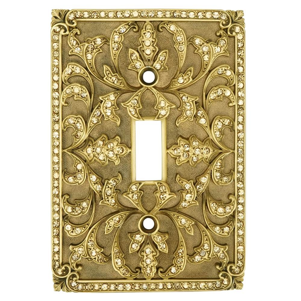 Single Toggle Switch Cover; Lt. Colorado Topaz Crystal