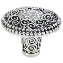 Edgar Berebi 7943/16 - Deco Knob Decorated With Clear Swarovski Crystals In Burnished Silver Plate
