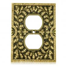 Edgar Berebi 7968/9 - Double Outlet Switch Cover; Lt. Colorado and Smoke Topaz Cr. Museum Gold Finish
