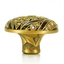Edgar Berebi 8145/9 - Fairfax Knob With Topaz, Lt. Peach and Silk Crystal Museum Gold Finish