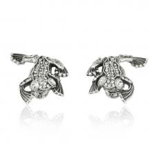 Edgar Berebi 8154MSX - Tree Frog Knob; Clear Crystal; Right and Left Pair Matte Silver Finish