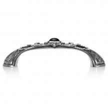 Edgar Berebi 8190/16 - 3-1/2'' C To C Chinoiserie Pull; Jet With Clear Crystal and Jet Cabochon Burnish Silver