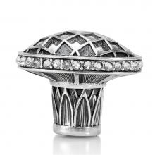 Edgar Berebi 8456/16 - Thames Oval Knob; Clear Crystal Burnish Silver Finish