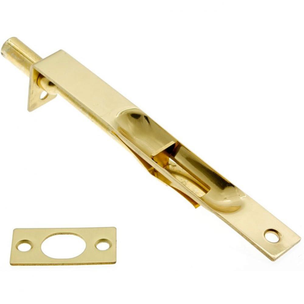 6'' Flush Bolt W/ Square End Polished Brass