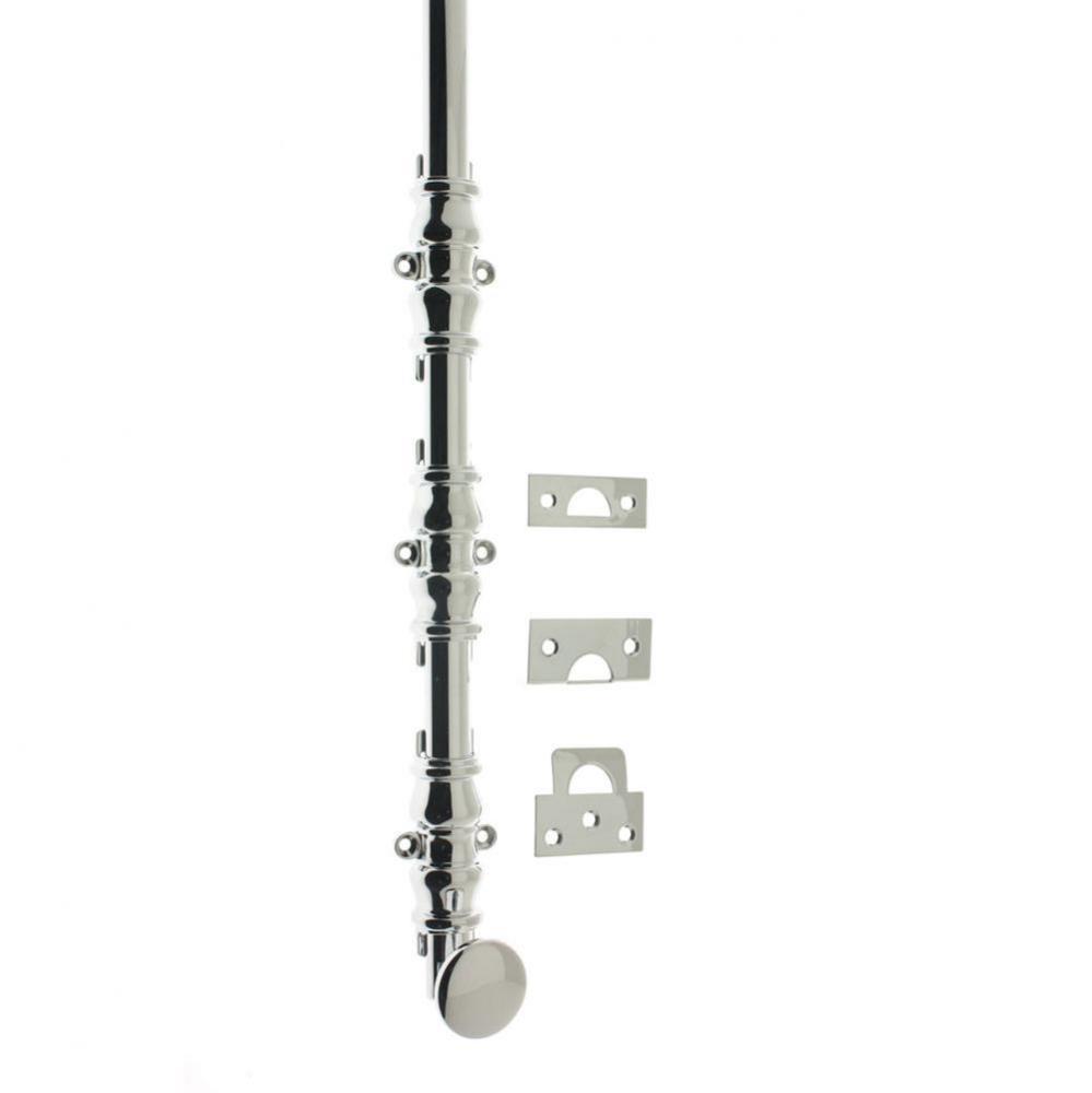 36'' Ornamental Bolt W/ 3-3/8'' Barrel Guide/Round Knob Polished Chrome