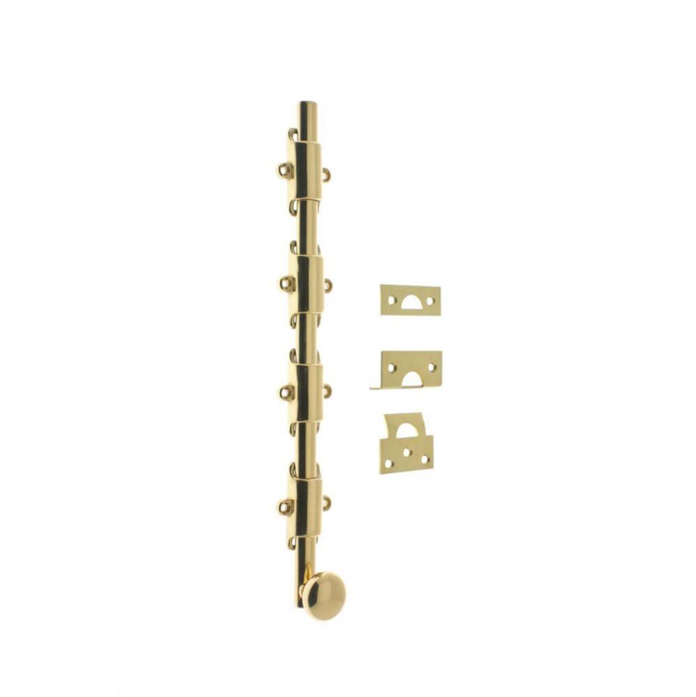 36'' Heavy Duty Surface Bolt W/ Round Knob Polished Brass