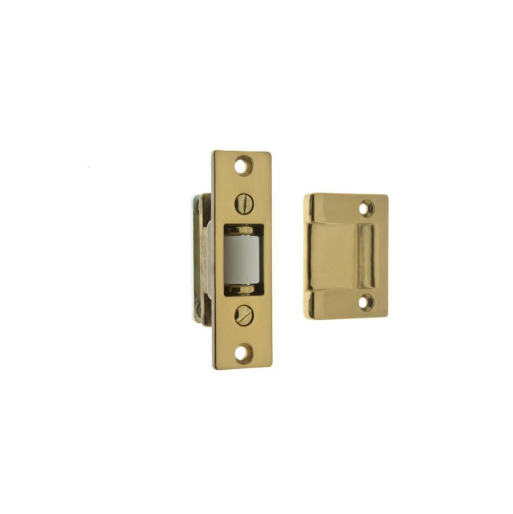 Heavy Duty Silent Roller Latch W/ Rectangle Polished Brass