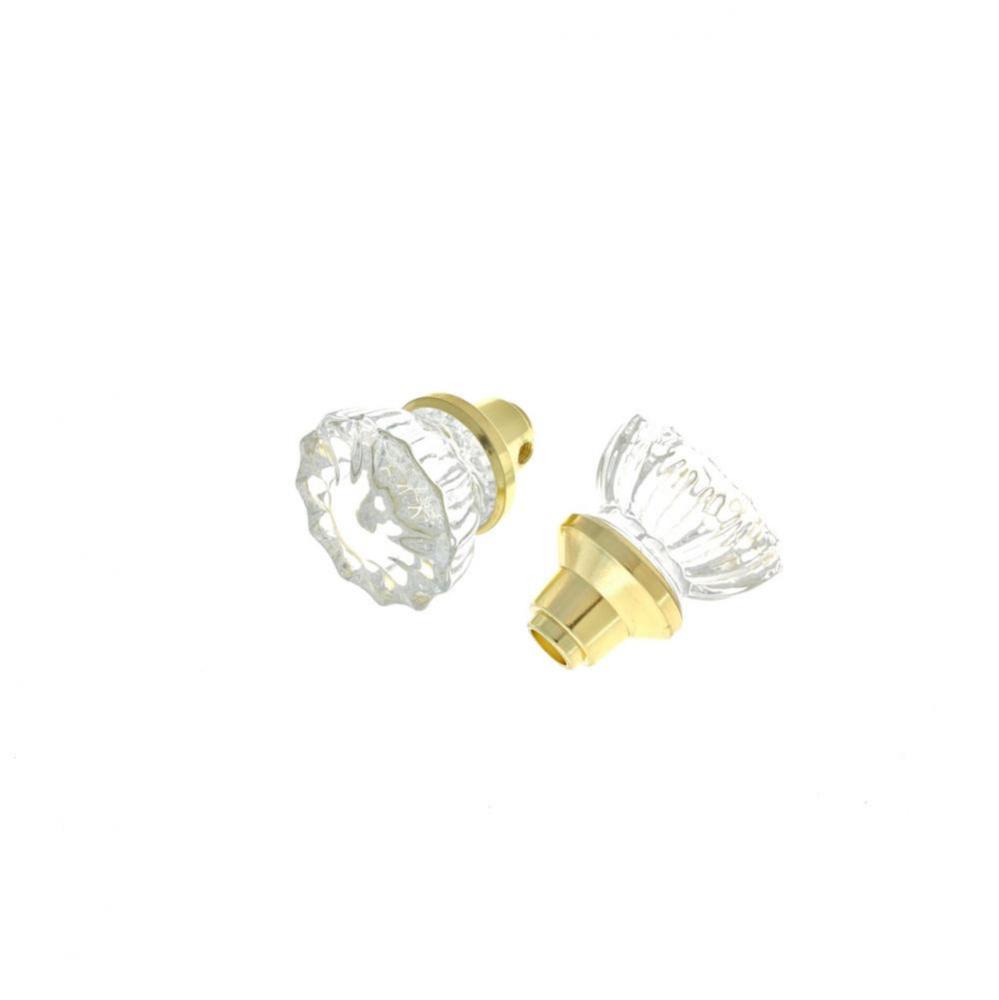 Glass Knob Set W/ Zinc Diecast Base Polished Brass