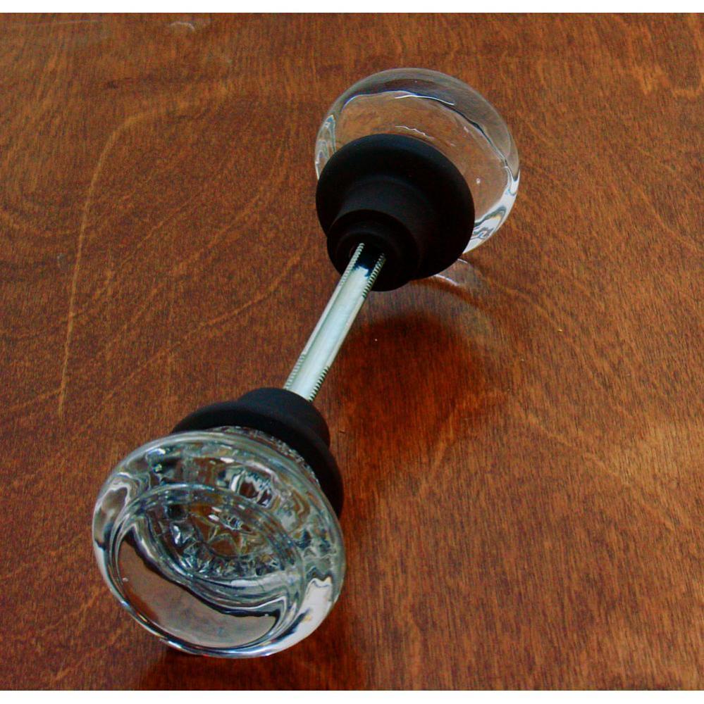 Round Crystal Knob W/ Solid Brass Shank (Two Knobs W/ Spindle) Oil-Rubbed Bronze