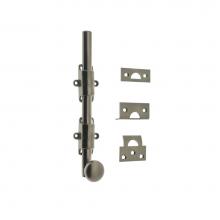 Idh 11272-15A - 8'' Decorative Surface Bolt 5/8'' Dia. W/ Round Knob Antique Nickel