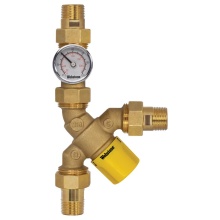 Nibco H-74202W-Y-TG - 1/2 Mip Lf Br Y-Tmv With Ck & Temp Gauge