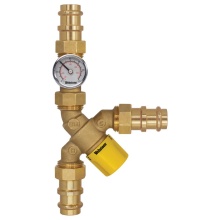 Nibco H-78202W-Y-TG - 1/2 PRS Lf Br Y-Tmv With Ck & Temp Gauge