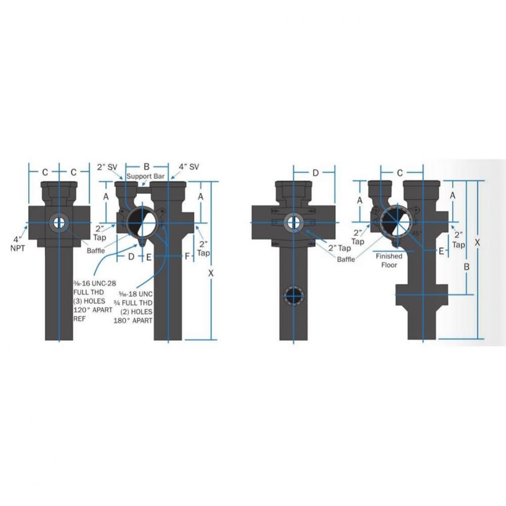 Sv 4 Dbl Strt Fit W 4 Hub W/ 6-1/2 Inlet 976