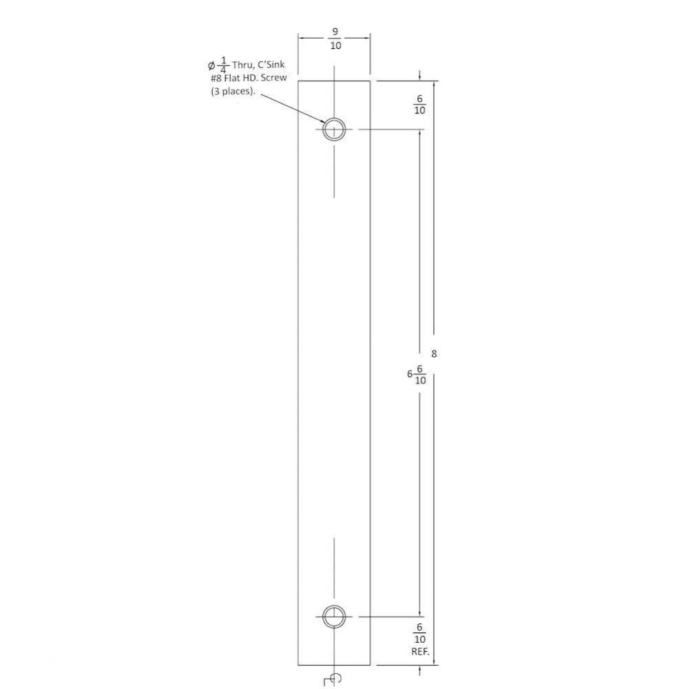 Jamb Protector Plate, 8'' x 1'' Scuff Plate to Oppose 2002CPDP or 2011PDP