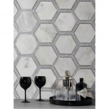 AKDO MB1604-HEX8H2 - Next Hex Carrara Bella (H) w/ Gray Terrazzo & Stainless Steel