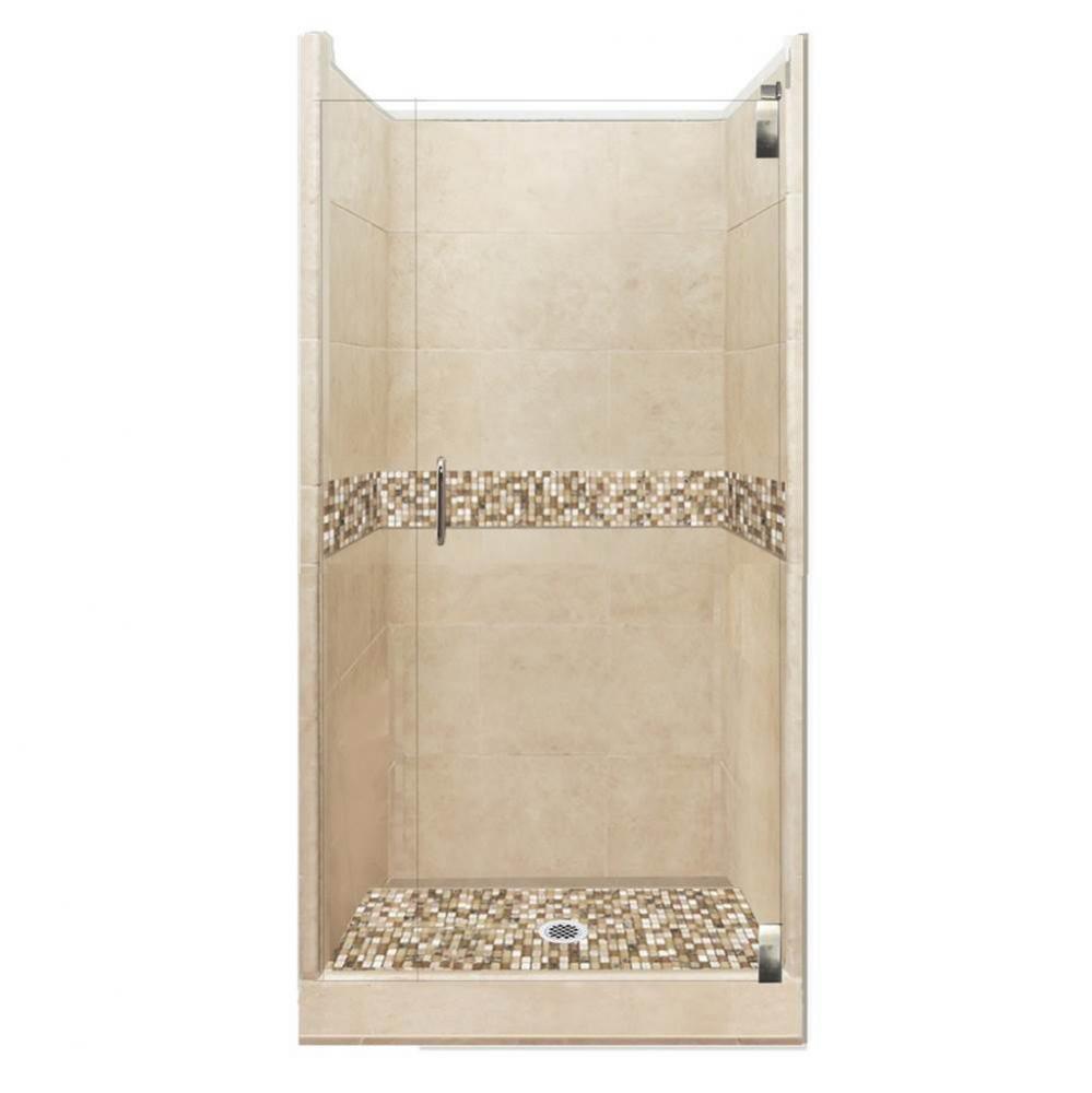 42 x 42 x 80 Roma Grand Alcove Shower Kit in Brown Sugar with Satin Nickel Finish