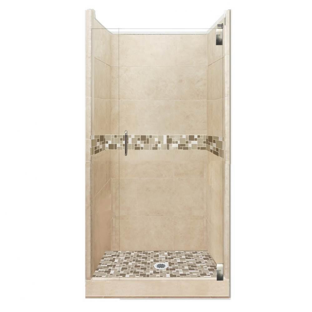 38 x 38 x 80 Tuscany Grand Alcove Shower Kit in Brown Sugar with Chrome Finish