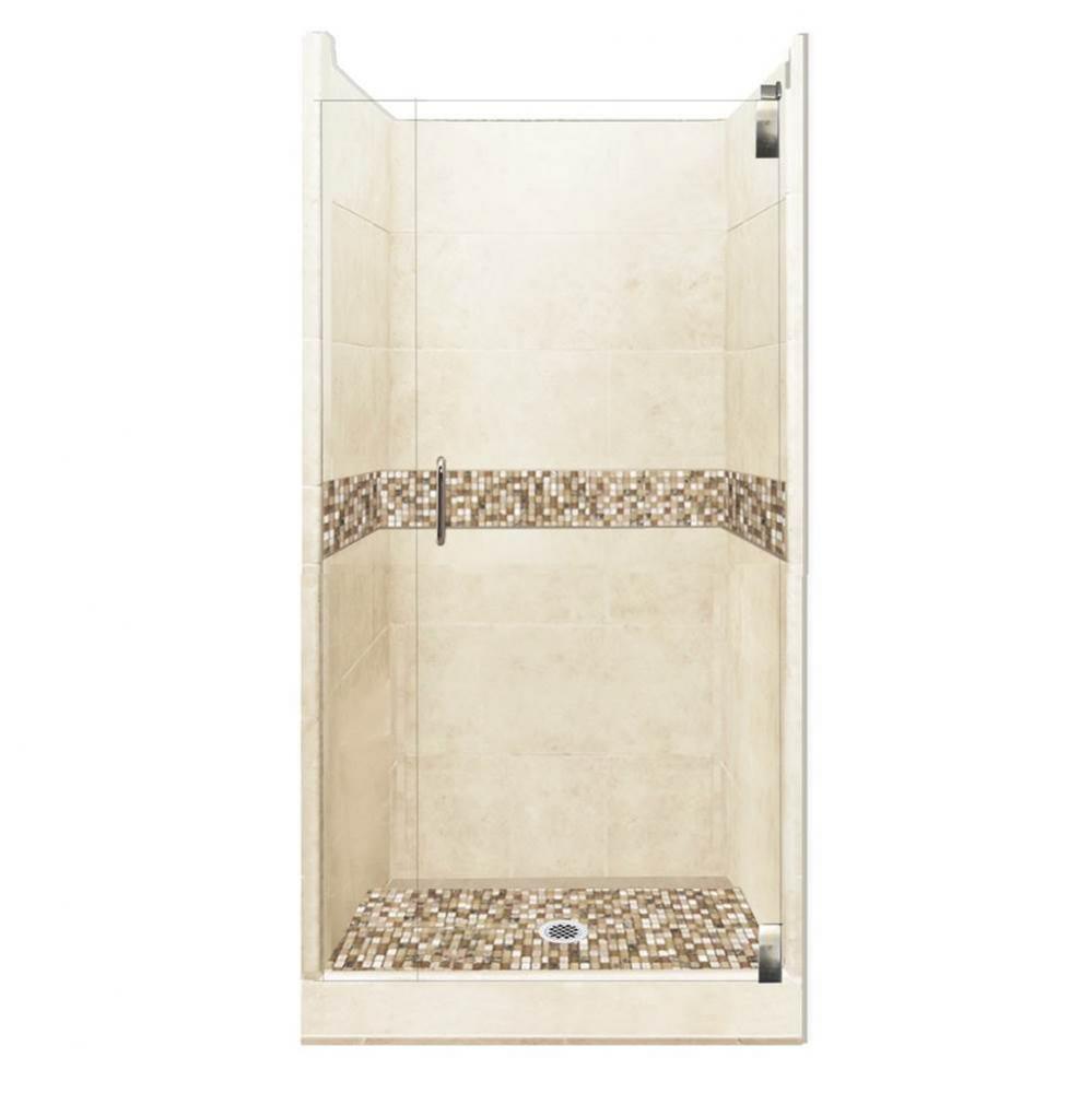 42 x 36 x 80 Roma Grand Alcove Shower Kit in Desert Sand with Chrome Finish