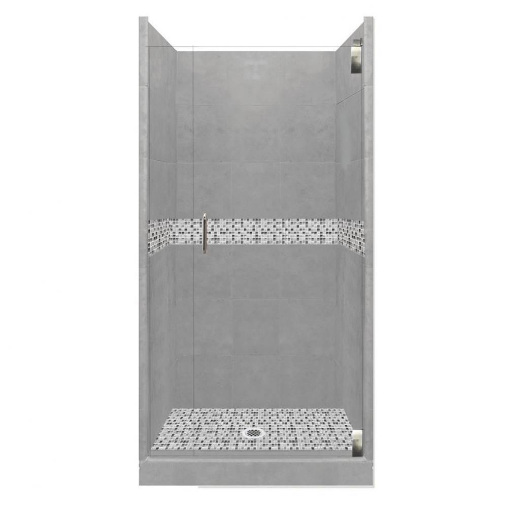 36 x 32 x 80 Del Mar Grand Alcove Shower Kit in Wet Cement with Satin Nickel Finish