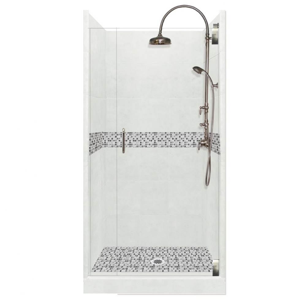 42 x 42 x 80 Del Mar Luxe Alcove Shower Kit in Natural Buff with Chrome Finish