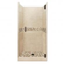 American Bath Factory AGH-5442BR-CD-OB - 54 x 42 x 80 Roma Grand Alcove Shower Kit in Brown Sugar with Old World Bronze Finish