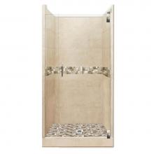 American Bath Factory AGH-3838BT-CD-CH - 38 x 38 x 80 Tuscany Grand Alcove Shower Kit in Brown Sugar with Chrome Finish