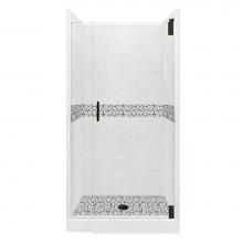 American Bath Factory AGH-5442ND-CD-BP - 54 x 42 x 80 Del Mar Grand Alcove Shower Kit in Natural Buff with Black Pipe Finish