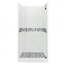 American Bath Factory AGH-5442NN-CD-SN - 54 x 42 x 80 Newport Grand Alcove Shower Kit in Natural Buff with Satin Nickel Finish
