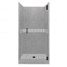 American Bath Factory AGH-3636WD-CD-BP - 36 x 36 x 80 Del Mar Grand Alcove Shower Kit in Wet Cement with Black Pipe Finish