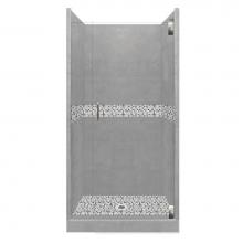 American Bath Factory AGH-5442WD-CD-SN - 54 x 42 x 80 Del Mar Grand Alcove Shower Kit in Wet Cement with Satin Nickel Finish