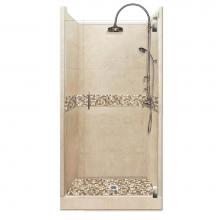 American Bath Factory ALH-3636BR-CD-SN - 36 x 36 x 80 Roma Luxe Alcove Shower Kit in Brown Sugar with Satin Nickel Finish
