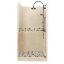 American Bath Factory ALH-5436BT-CD-SN - 54 x 36 x 80 Tuscany Luxe Alcove Shower Kit in Brown Sugar with Satin Nickel Finish