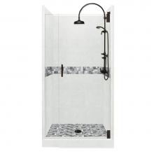 American Bath Factory ALH-5442NN-CD-BP - 54 x 42 x 80 Newport Luxe Alcove Shower Kit in Natural Buff with Black Pipe Finish