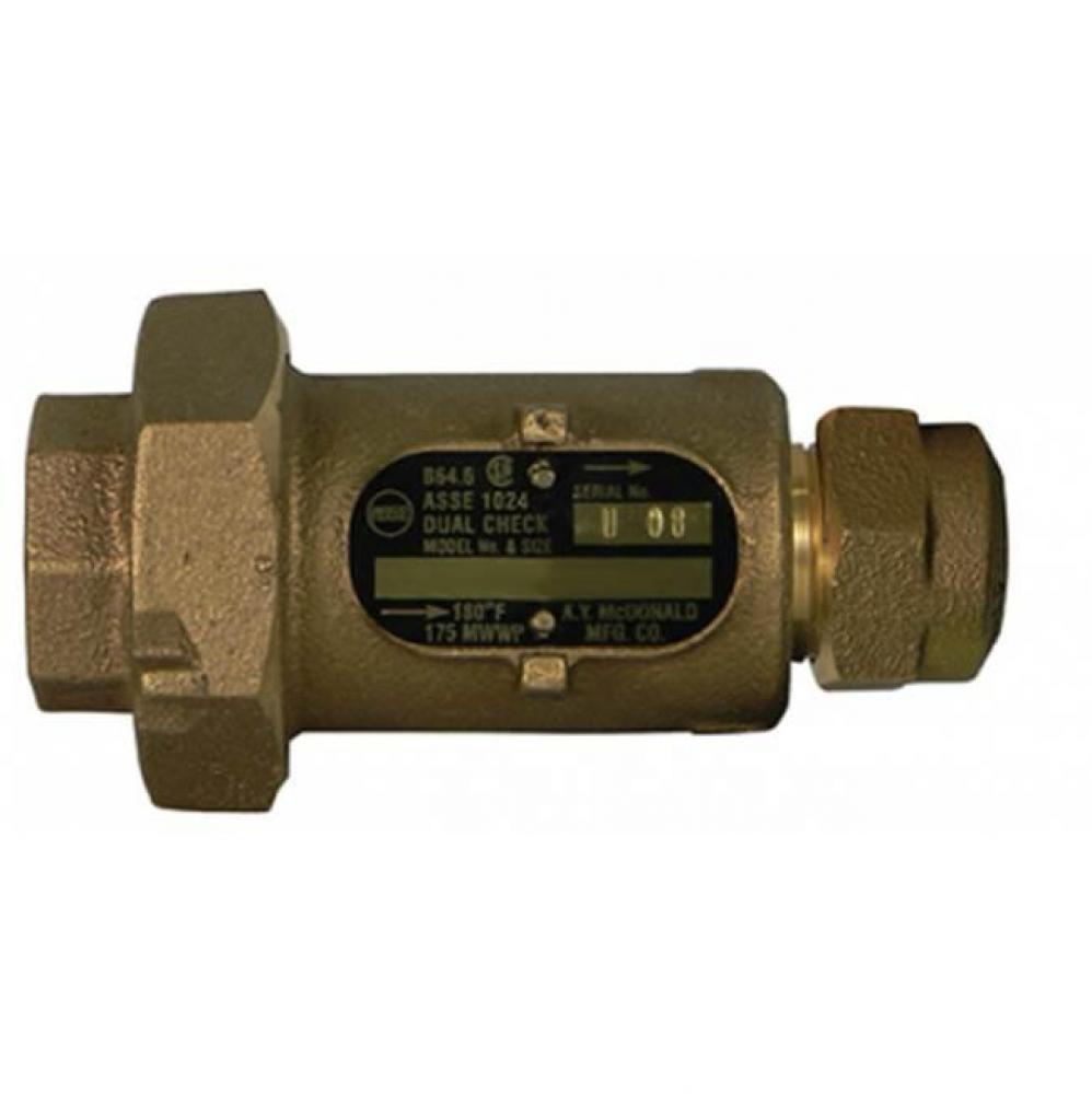 711-3FV 33 INLINE DLCHK 3/4 FNPTx3/4 CTS-NL