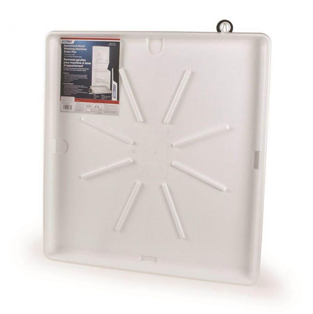 Washing Machine Drain Pan, Stackable w/PVC Fitting, 28''x30'' OD