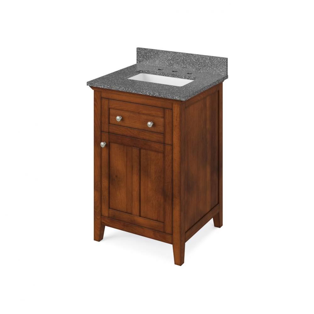 24'' Chocolate Chatham Vanity, Boulder Cultured Marble Vanity Top, undermount rectangle