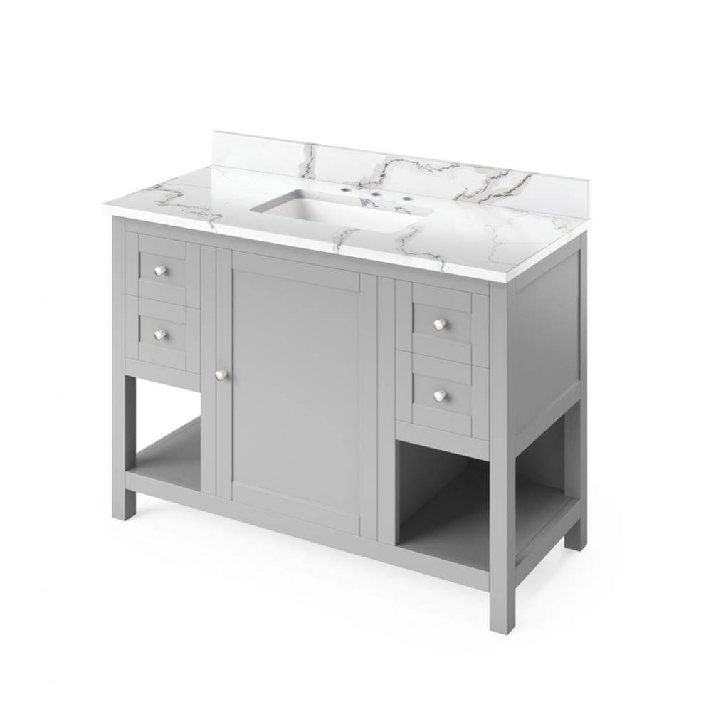 48'' Grey Astoria Vanity, Calacatta Vienna Quartz Vanity Top, undermount rectangle bowl
