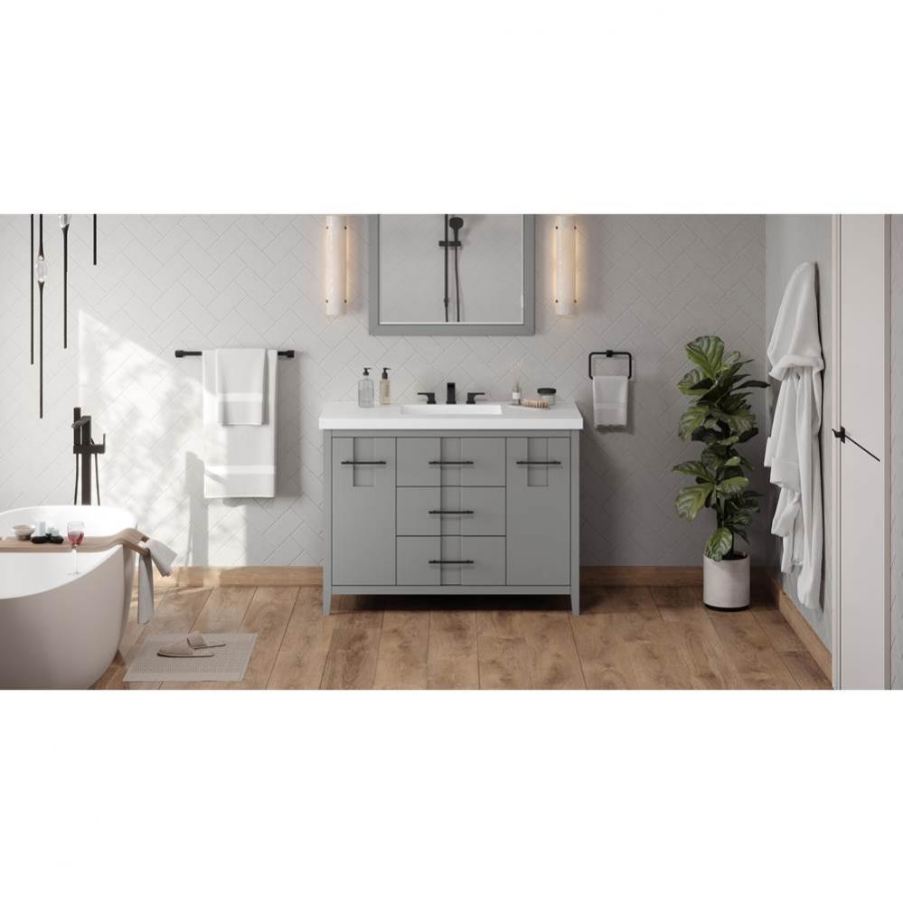 48'' Grey Katara Vanity, Lavante Cultured Marble Vessel Vanity Top, Integrated Rectangle