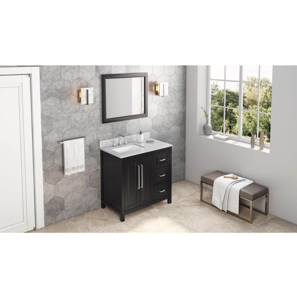 36'' Black Cade Vanity, left offset
