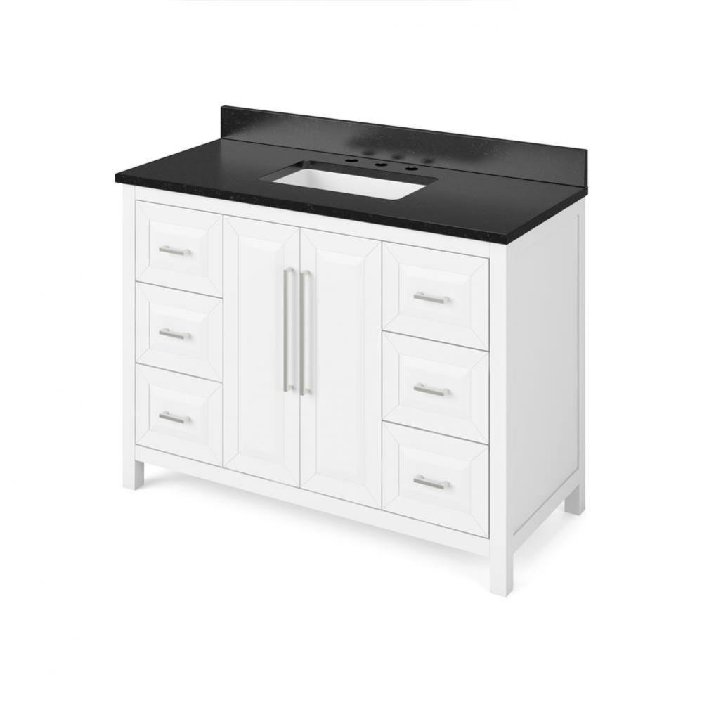 48'' White Cade Vanity, Black Granite Vanity Top, undermount rectangle bowl